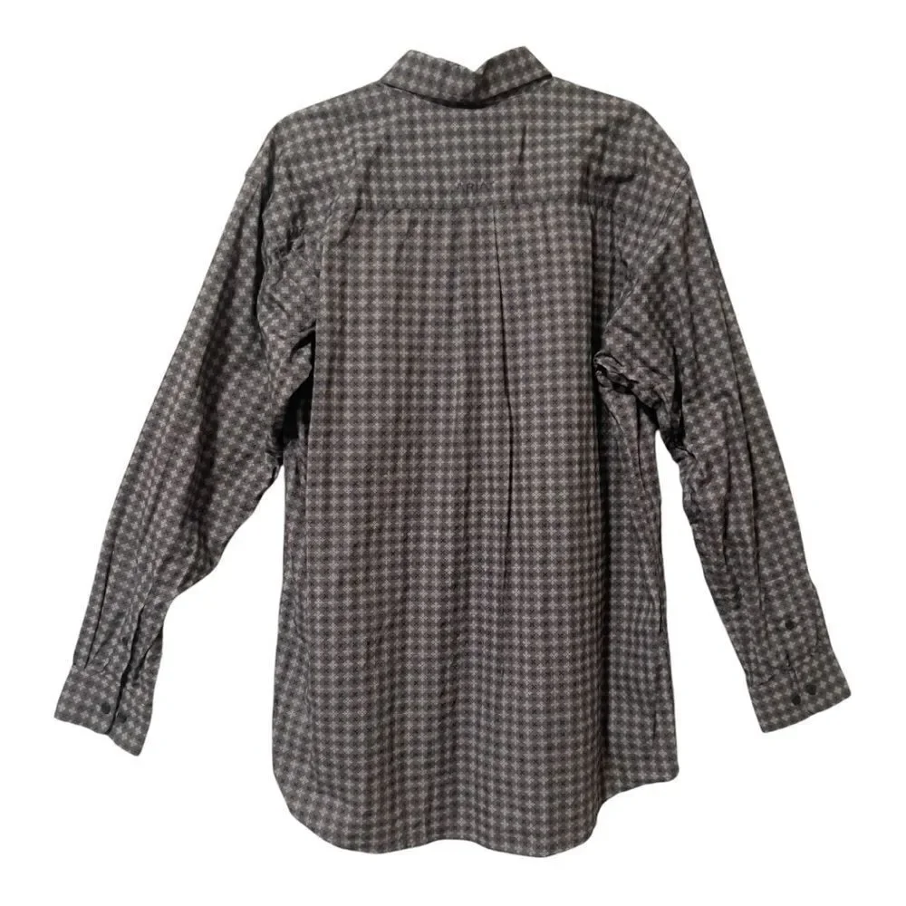 Ariat Mens Long Sleeve Cotton Taupe Button Down Western Shirt Size Medium‎